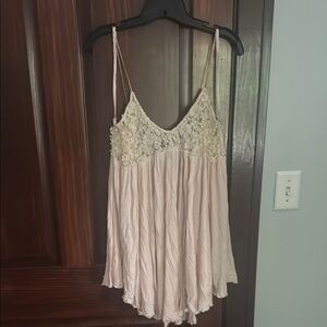 Free People Cream Lace Tank Top